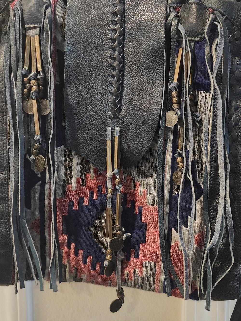 Free People Boho Style Leather Fringe Multicolor Crossbody Shoulder Bag - Picture 2 of 11